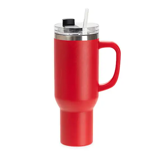 blank red engraving stainless steel 40oz tumbler with lid, straw and handle