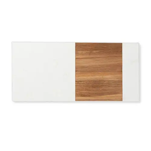blank serving board, part marble and part acacia wood