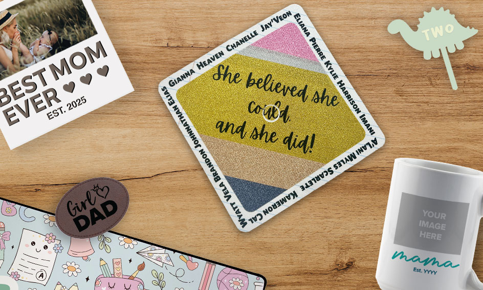personalized products for the spring season sitting on a table