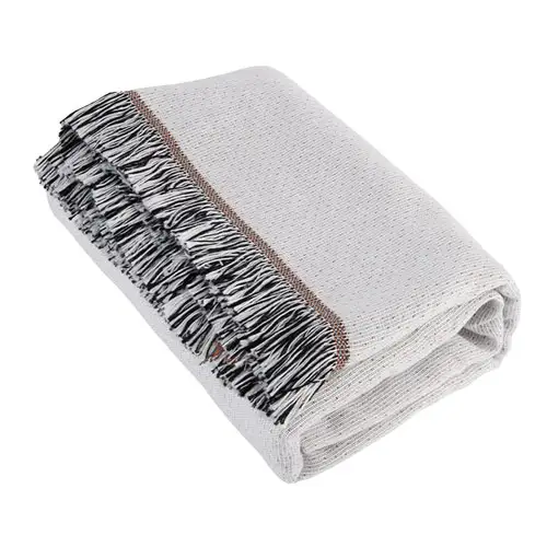 folded blank one panel blanket with fringe edges