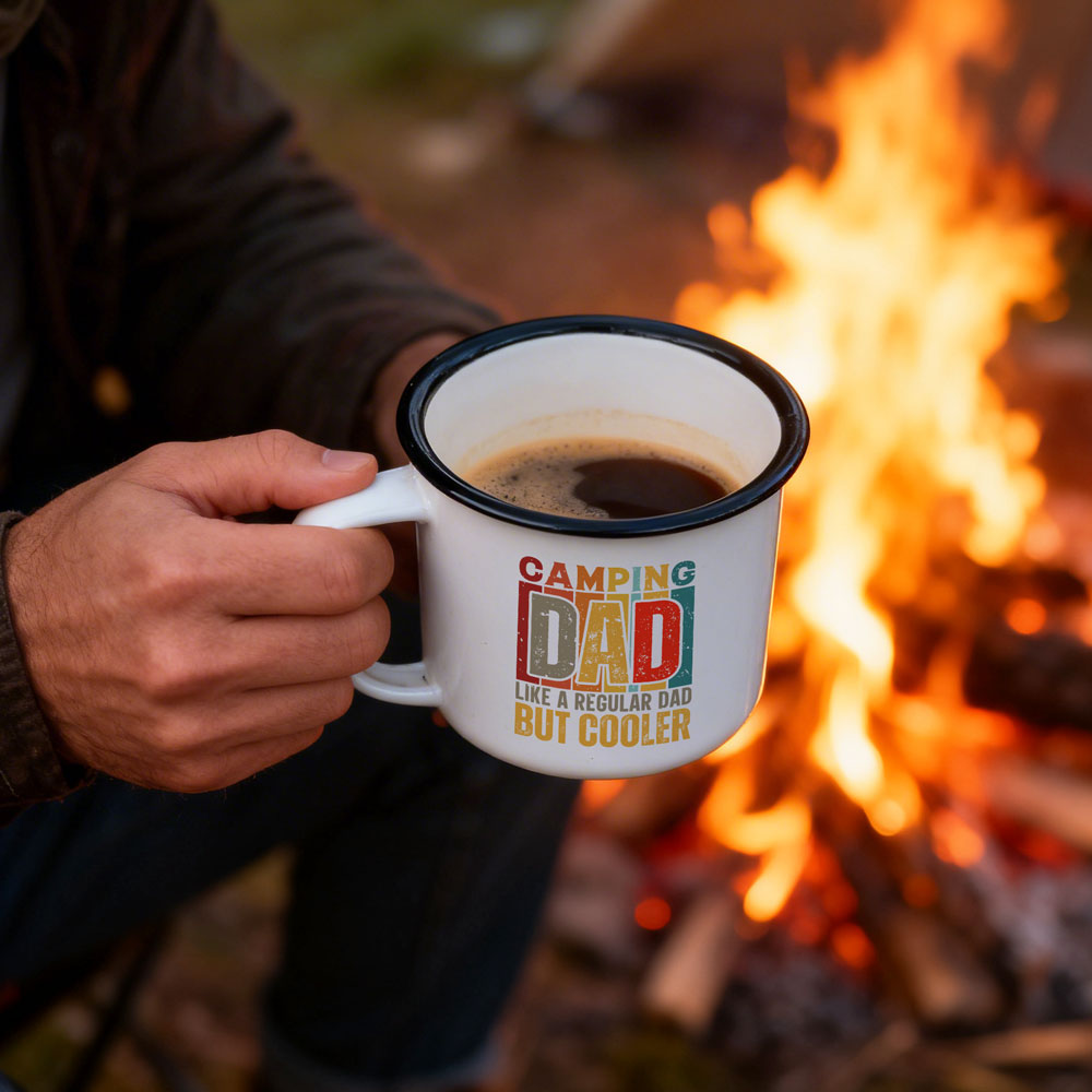 camp style sublimated camping dad mug