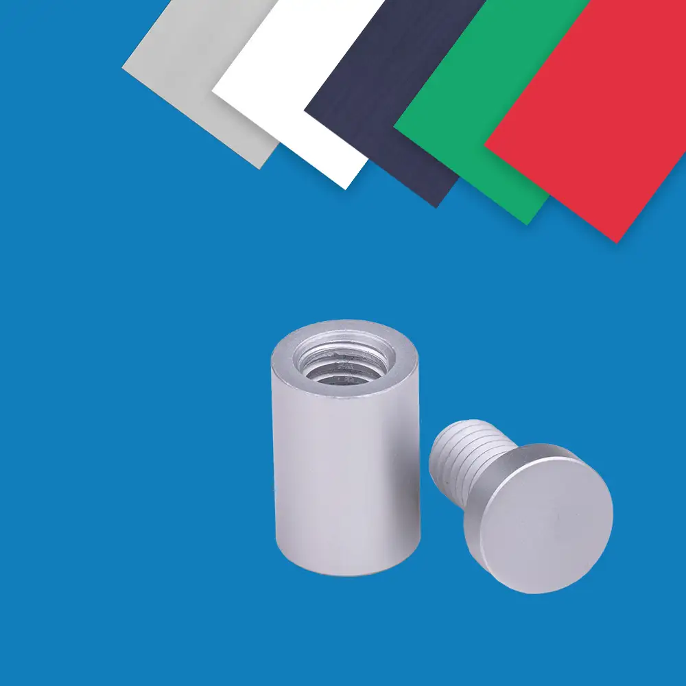 image with blue background and a group of Rowmark sheet with a single standoff