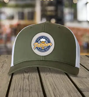 Green hat with beige saddle patch